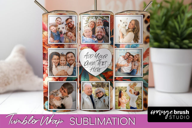 Flowers Photo Frame Tumbler PNG - Add Picture Tumbler Wrap Sublimation OrangeBrushStudio 