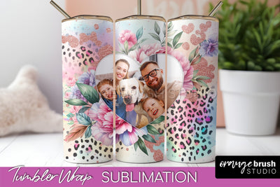 Flowers Photo Frame Tumbler PNG - Add Picture Tumbler Wrap Sublimation OrangeBrushStudio 