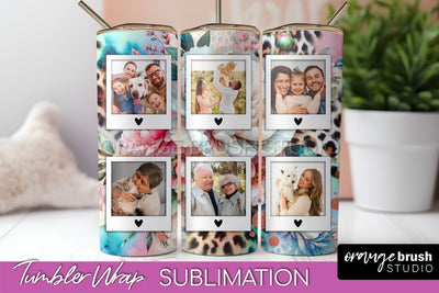 Flowers Photo Frame Tumbler PNG - Add Picture Tumbler Wrap Sublimation OrangeBrushStudio 
