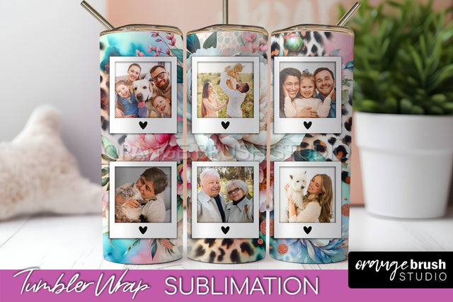 Flowers Photo Frame Tumbler PNG - Add Picture Tumbler Wrap Sublimation OrangeBrushStudio 