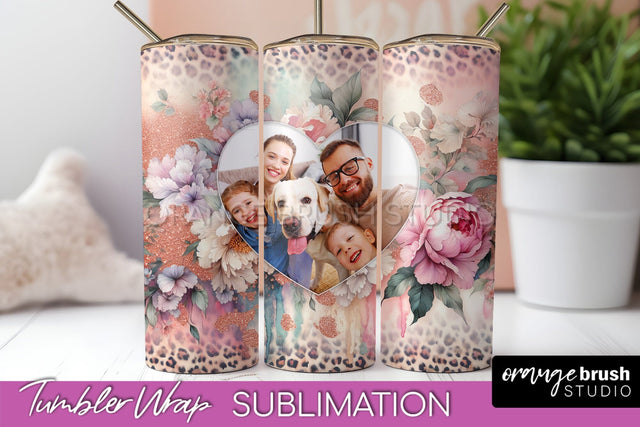 Flowers Photo Frame Tumbler PNG - Add Picture Tumbler Wrap Sublimation OrangeBrushStudio 