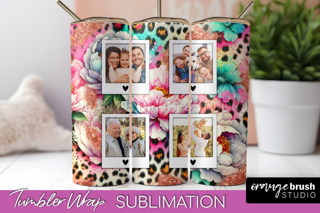 Flowers Photo Frame Tumbler PNG - Add Picture Tumbler Wrap Sublimation OrangeBrushStudio 