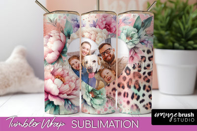 Flowers Photo Frame Tumbler PNG - Add Picture Tumbler Wrap Sublimation OrangeBrushStudio 