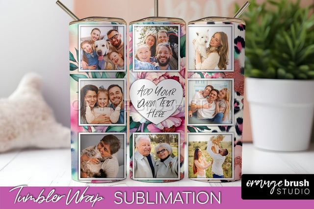 Flowers Photo Frame Tumbler PNG - Add Picture Tumbler Wrap Sublimation OrangeBrushStudio 