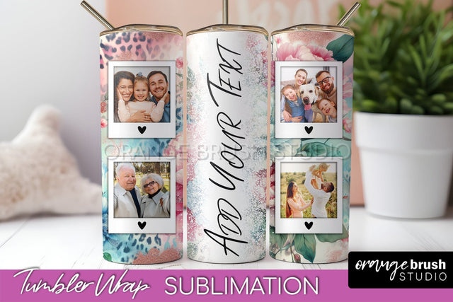 Flowers Photo Frame Tumbler PNG - Add Picture Tumbler Wrap Sublimation OrangeBrushStudio 