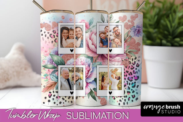 Flowers Photo Frame Tumbler PNG - Add Picture Tumbler Wrap Sublimation OrangeBrushStudio 