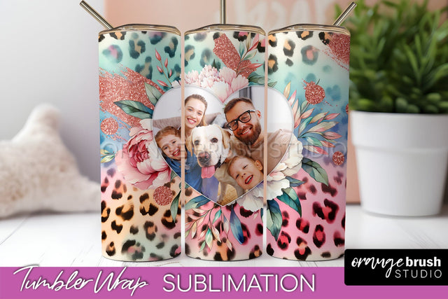 Flowers Photo Frame Tumbler PNG - Add Picture Tumbler Wrap Sublimation OrangeBrushStudio 