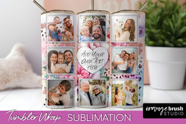 Flowers Photo Frame Tumbler PNG - Add Picture Tumbler Wrap Sublimation OrangeBrushStudio 