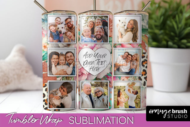 Flowers Photo Frame Tumbler PNG - Add Picture Tumbler Wrap Sublimation OrangeBrushStudio 