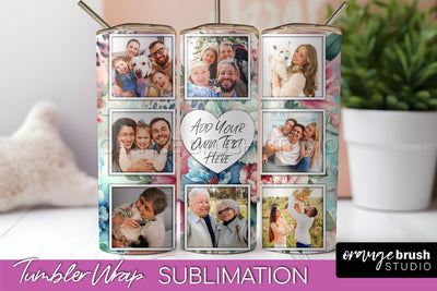 Flowers Photo Frame Tumbler PNG - Add Picture Tumbler Wrap Sublimation OrangeBrushStudio 