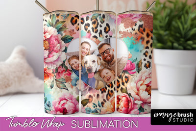 Flowers Photo Frame Tumbler PNG - Add Picture Tumbler Wrap Sublimation OrangeBrushStudio 