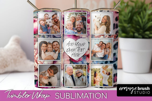 Flowers Photo Frame Tumbler PNG - Add Picture Tumbler Wrap Sublimation OrangeBrushStudio 