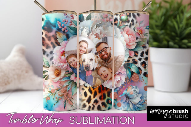 Flowers Photo Frame Tumbler PNG - Add Picture Tumbler Wrap Sublimation OrangeBrushStudio 