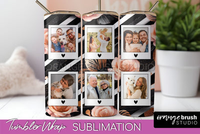 Flowers Photo Frame Tumbler Wrap Sublimation Add Photo Photo Sublimation OrangeBrushStudio 