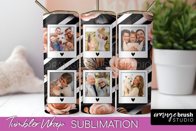 Flowers Photo Frame Tumbler Wrap Sublimation Add Photo Photo Sublimation OrangeBrushStudio 