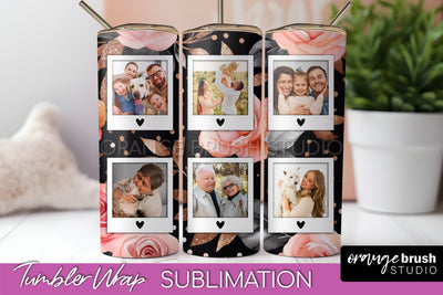 Flowers Photo Frame Tumbler Wrap Sublimation Add Photo Photo Sublimation OrangeBrushStudio 