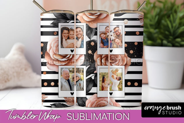 Flowers Photo Frame Tumbler Wrap Sublimation Add Photo Photo Sublimation OrangeBrushStudio 