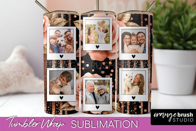 Flowers Photo Frame Tumbler Wrap Sublimation Add Photo Photo Sublimation OrangeBrushStudio 