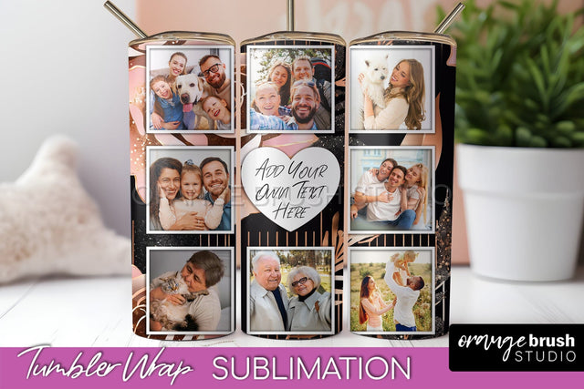 Flowers Photo Frame Tumbler Wrap Sublimation Add Photo Photo Sublimation OrangeBrushStudio 
