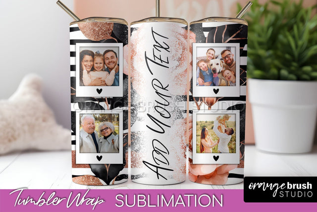 Flowers Photo Frame Tumbler Wrap Sublimation Add Photo Photo Sublimation OrangeBrushStudio 