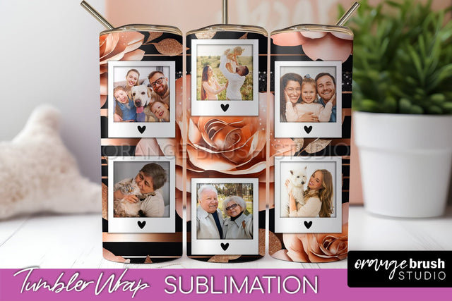 Flowers Photo Frame Tumbler Wrap Sublimation Add Photo Photo Sublimation OrangeBrushStudio 