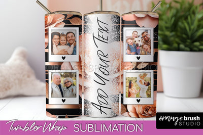 Flowers Photo Frame Tumbler Wrap Sublimation Add Photo Photo Sublimation OrangeBrushStudio 