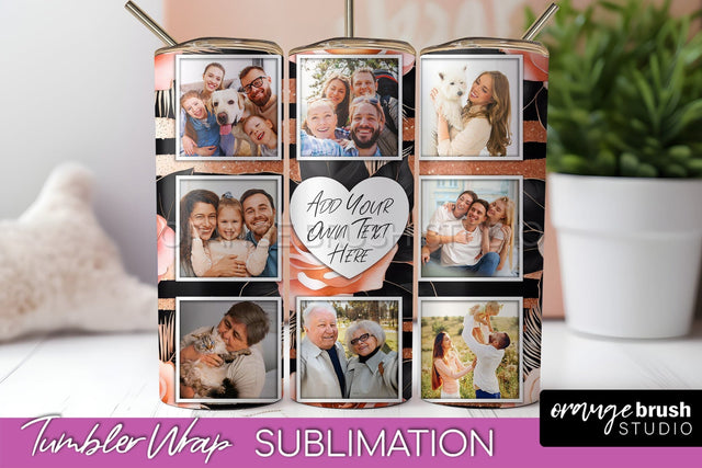 Flowers Photo Frame Tumbler Wrap Sublimation Add Photo Photo Sublimation OrangeBrushStudio 