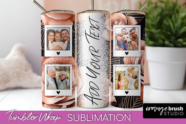 Flowers Photo Frame Tumbler Wrap Sublimation Add Photo Photo Sublimation OrangeBrushStudio 