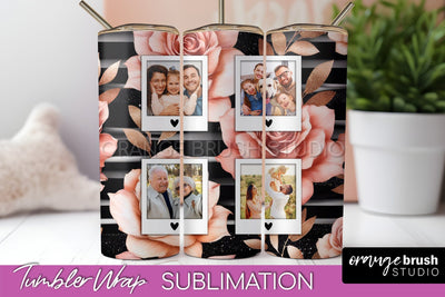 Flowers Photo Frame Tumbler Wrap Sublimation Add Photo Photo Sublimation OrangeBrushStudio 