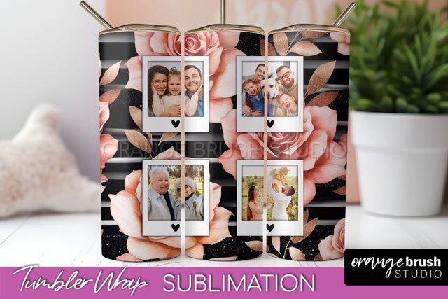 Flowers Photo Frame Tumbler Wrap Sublimation Add Photo Photo Sublimation OrangeBrushStudio 