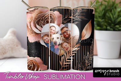 Flowers Photo Frame Tumbler Wrap Sublimation Add Photo Photo Sublimation OrangeBrushStudio 