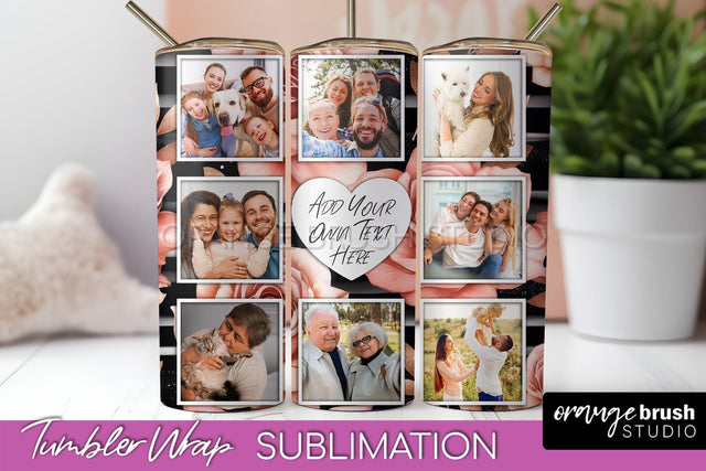 Flowers Photo Frame Tumbler Wrap Sublimation Add Photo Photo Sublimation OrangeBrushStudio 