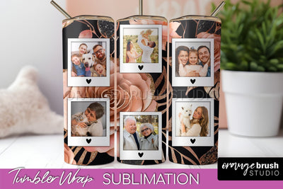 Flowers Photo Frame Tumbler Wrap Sublimation Add Photo Photo Sublimation OrangeBrushStudio 