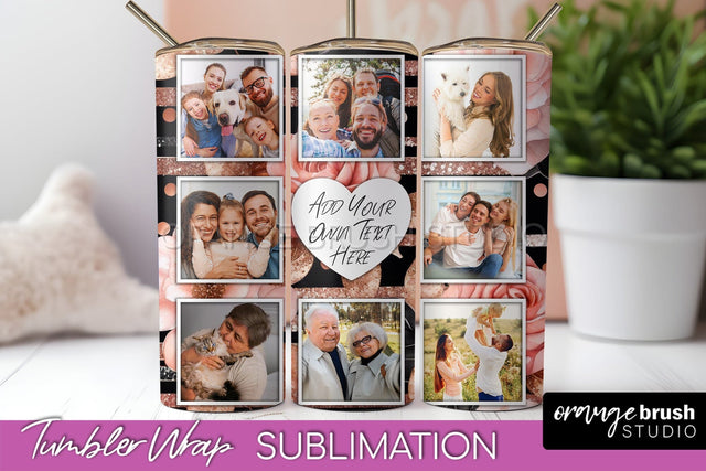 Flowers Photo Frame Tumbler Wrap Sublimation Add Photo Photo Sublimation OrangeBrushStudio 