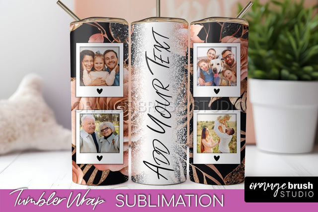 Flowers Photo Frame Tumbler Wrap Sublimation Add Photo Photo Sublimation OrangeBrushStudio 