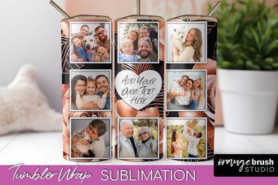 Flowers Photo Frame Tumbler Wrap Sublimation Add Photo Photo Sublimation OrangeBrushStudio 