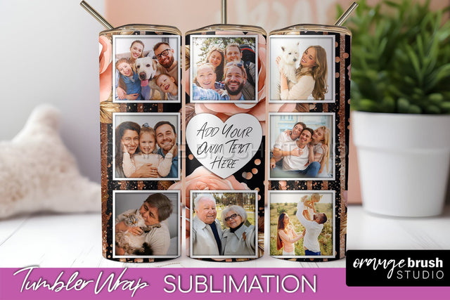 Flowers Photo Frame Tumbler Wrap Sublimation Add Photo Photo Sublimation OrangeBrushStudio 