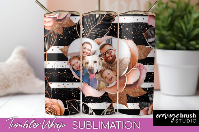 Flowers Photo Frame Tumbler Wrap Sublimation Add Photo Photo Sublimation OrangeBrushStudio 