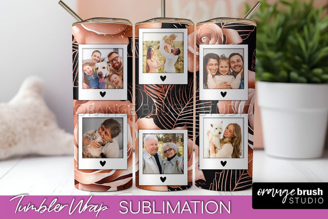 Flowers Photo Frame Tumbler Wrap Sublimation Add Photo Photo Sublimation OrangeBrushStudio 