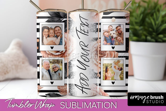 Flowers Photo Frame Tumbler Wrap Sublimation Add Photo Photo Sublimation OrangeBrushStudio 