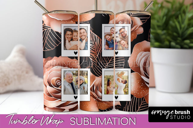 Flowers Photo Frame Tumbler Wrap Sublimation Add Photo Photo Sublimation OrangeBrushStudio 