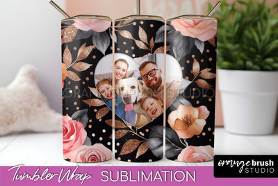 Flowers Photo Frame Tumbler Wrap Sublimation Add Photo Photo Sublimation OrangeBrushStudio 