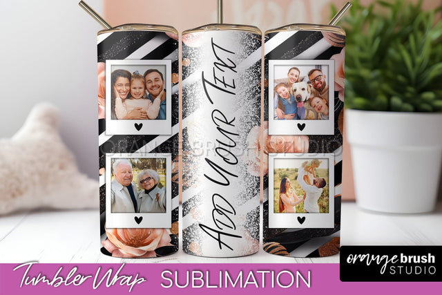Flowers Photo Frame Tumbler Wrap Sublimation Add Photo Photo Sublimation OrangeBrushStudio 