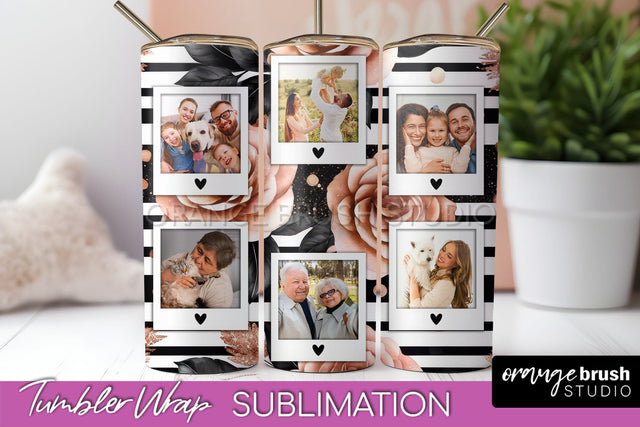 Flowers Photo Frame Tumbler Wrap Sublimation Add Photo Photo Sublimation OrangeBrushStudio 