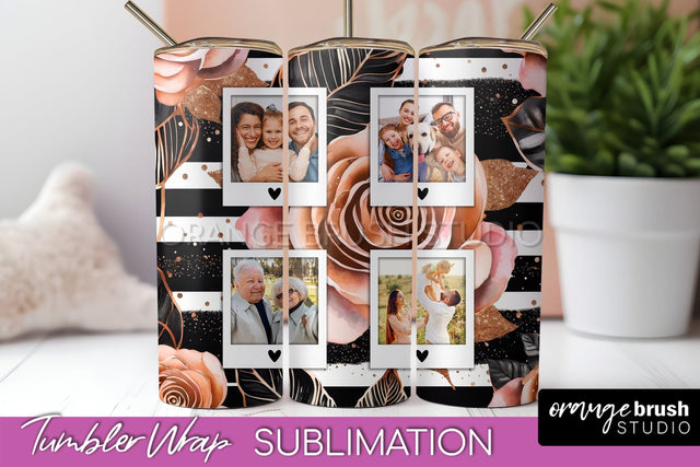Flowers Photo Frame Tumbler Wrap Sublimation Add Photo Photo Sublimation OrangeBrushStudio 
