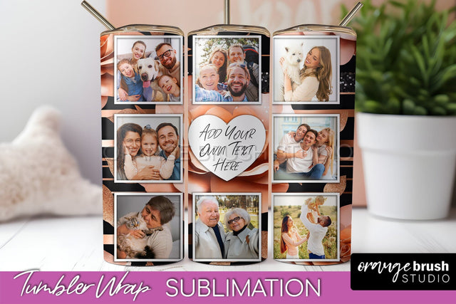 Flowers Photo Frame Tumbler Wrap Sublimation Add Photo Photo Sublimation OrangeBrushStudio 