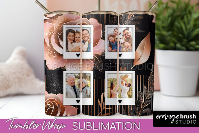 Flowers Photo Frame Tumbler Wrap Sublimation Add Photo Photo Sublimation OrangeBrushStudio 