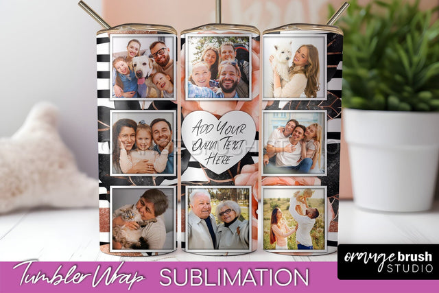 Flowers Photo Frame Tumbler Wrap Sublimation Add Photo Photo Sublimation OrangeBrushStudio 