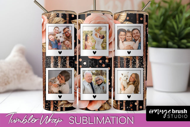 Flowers Photo Frame Tumbler Wrap Sublimation Add Photo Photo Sublimation OrangeBrushStudio 
