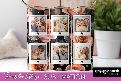 Flowers Photo Frame Tumbler Wrap Sublimation Add Photo Photo Sublimation OrangeBrushStudio 
